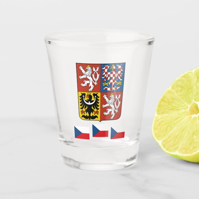 Czech Flag & Czech Republic country patriot /sport Shot Glass (Front)
