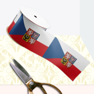 Czech Flag & Czech Republic, Emblem holiday /sport Grosgrain Ribbon