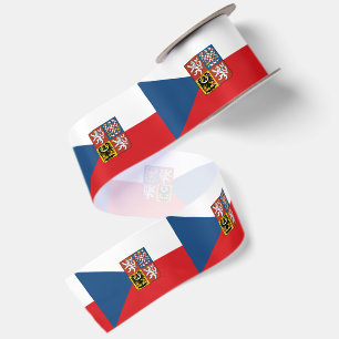 Czech Flag & Czech Republic, Emblem holiday /sport Satin Ribbon