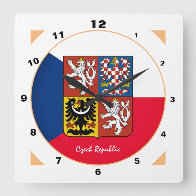 Czech Flag & Czech Republic fashion / Emblem CZ Square Wall Clock (Front)