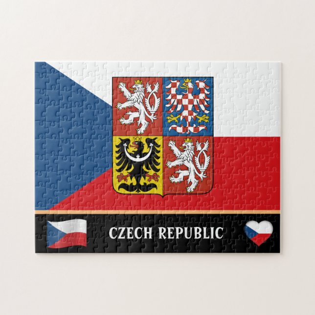 Czech Flag & Czechia country / Czech Republic Jigs Jigsaw Puzzle (Horizontal)
