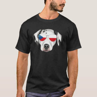 Czech Flag Dalmatian Dog Czech Republic Pocket T-Shirt