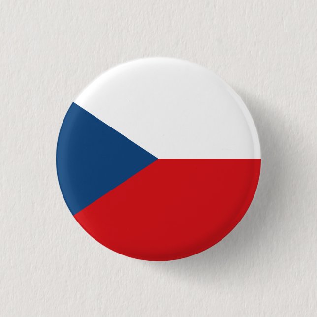 Czech Flag, Flag of Czech Republic 3 Cm Round Badge (Front)