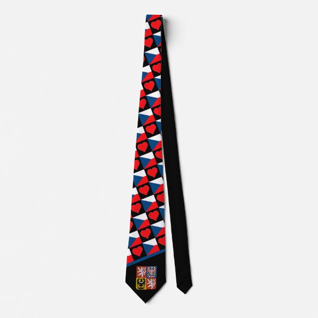 Czech Flag Heart CZ Czech Republic National Pride Tie (Front)