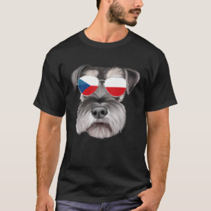 Czech Flag Miniature Schnauzer Dog Czech Republic  T-Shirt