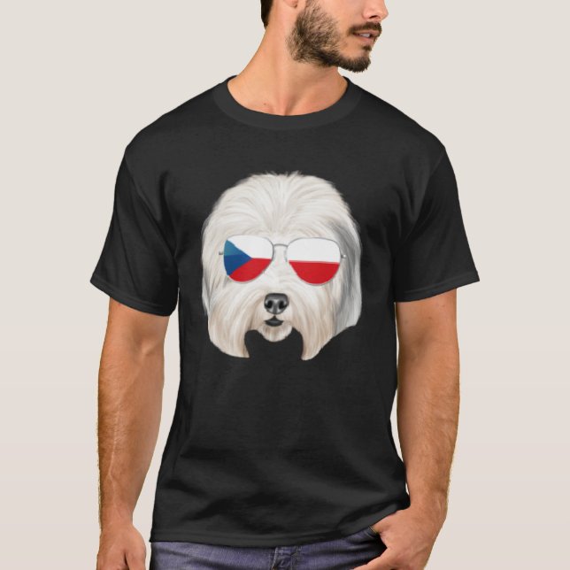 Czech Flag Old English Sheepdog Dog Czech Republic T-Shirt (Front)