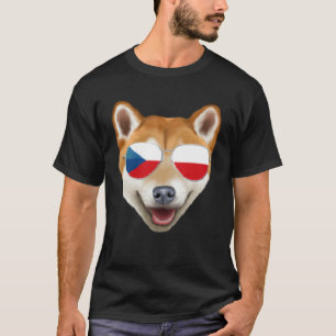 Czech Flag Shiba Inu Dog Czech Republic Pocket T-Shirt