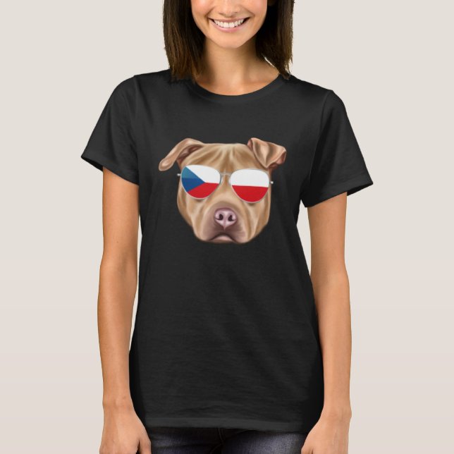 Czech Flag Usa Staffordshire Terrier Czech Republi T-Shirt (Front)