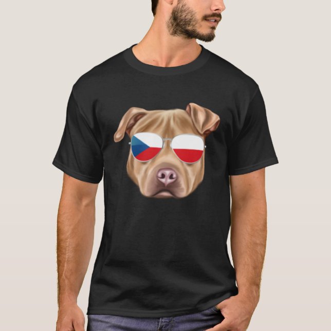 Czech Flag Usa Staffordshire Terrier Czech Republi T-Shirt (Front)