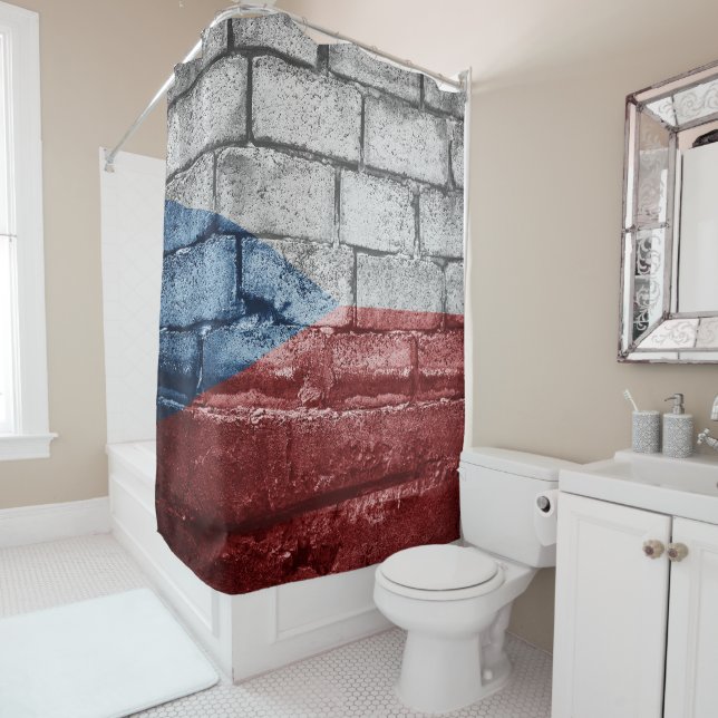 Czech flag wall shower curtain (In Situ)