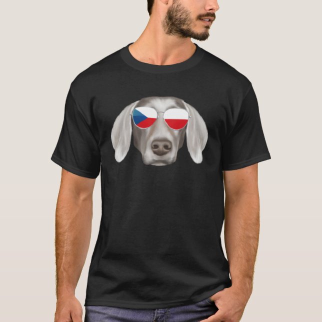 Czech Flag Weimaraner Dog Czech Republic Pocket T-Shirt (Front)