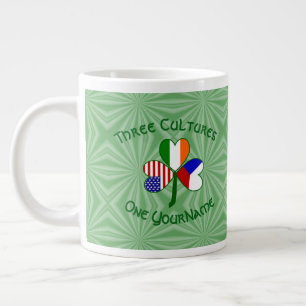Czech Ireland USA Shamrock Flag Personalised  Large Coffee Mug