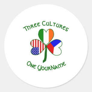 Czech Ireland Usa Shamrock Flag Personalized T Shi Classic Round Sticker