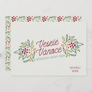 Czech Language Merry Christmas & New Year  Holiday Card