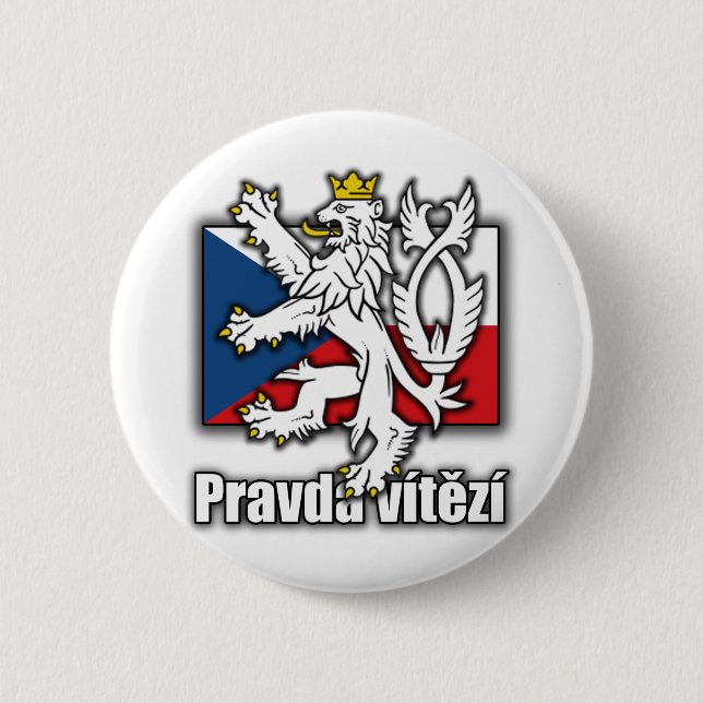 Czech Lion Coat of Arms Flag 6 Cm Round Badge (Front)