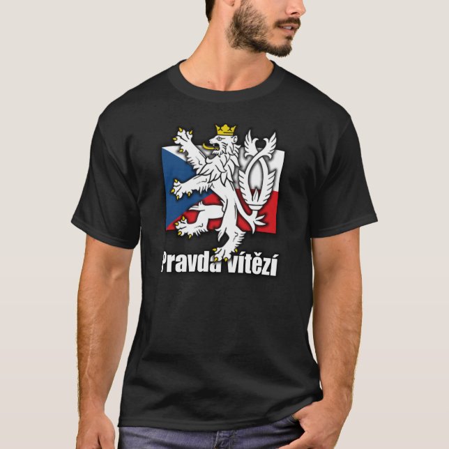 Czech Lion Coat of Arms Flag T-Shirt (Front)