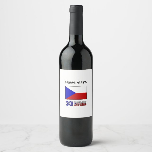 Czech Republic and Czech Flag Personalised  Wine Label (Front)