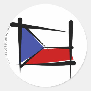 Czech Republic Brush Flag Classic Round Sticker