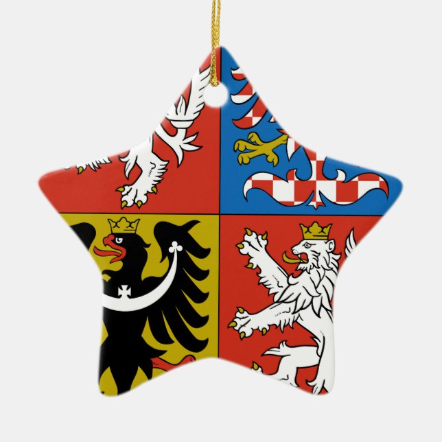 Czech Republic Coat of Arms Ceramic Tree Decoration (Front)