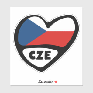 Czech Republic Country Code Flag Heart, CZE