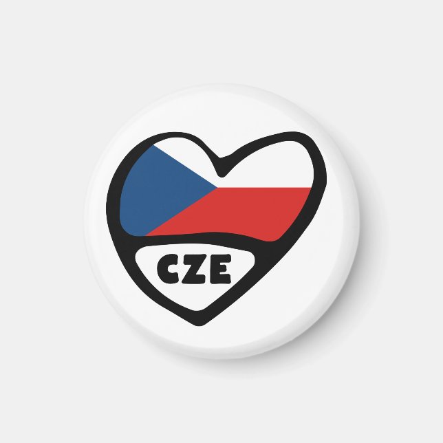 Czech Republic Country Code Flag Heart, CZE Magnet (Front)