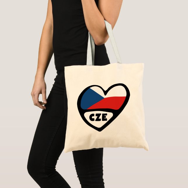 Czech Republic Country Code Flag Heart, CZE Tote Bag (Front (Product))