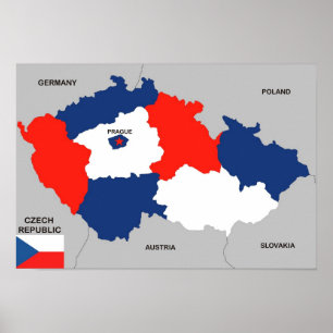 czech republic country political map flag poster