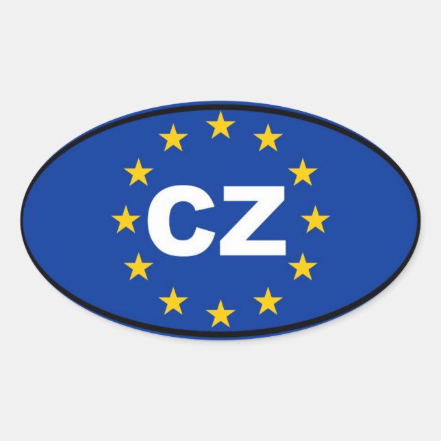 Czech Republic - CZ - European Union Oval Sticker (Front)