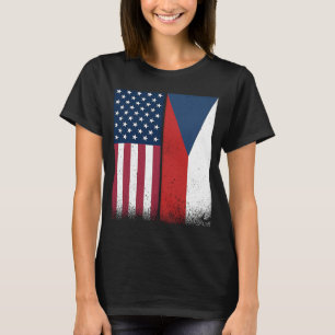 Czech Republic Czech American Flags Proud USA T-Shirt