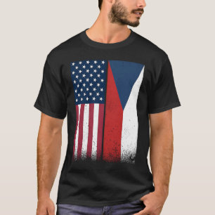 Czech Republic Czech American Flags Proud USA T-Shirt