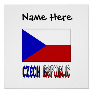 Czech Republic Czech Flag Black Personalisation Poster