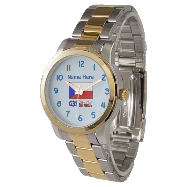 Czech Republic Czech Flag Black Personalisation  Watch (Angled)