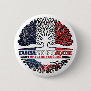 Czech Republic Czech French France Tree Roots Flag 6 Cm Round Badge