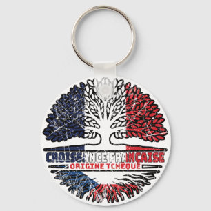 Czech Republic Czech French France Tree Roots Flag Key Ring