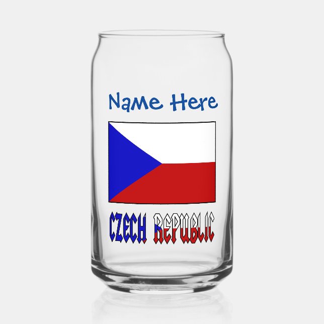 Czech Republic Czechia Flag Blue Personalisation  Can Glass (Front)