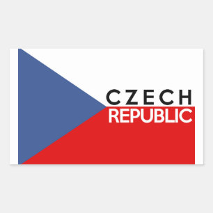 czech republic flag country text name rectangular sticker