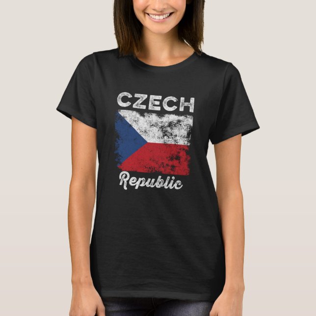 Czech Republic Flag Distressed Men Women Kids Czec T-Shirt (Front)