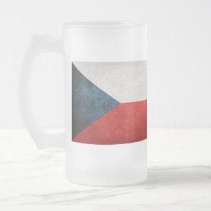 Czech Republic Flag; Frosted Glass Beer Mug