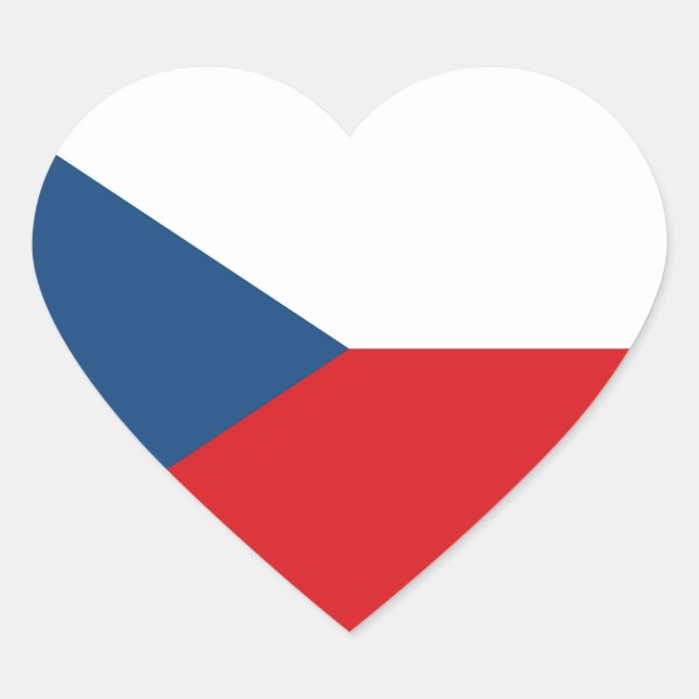 Czech Republic Flag Heart Sticker (Front)