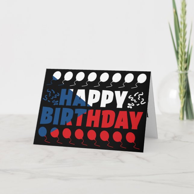 Czech Republic Flag Patriotic Birthday Card (Front)