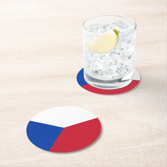 Czech Republic flag Round Paper Coaster (Insitu)