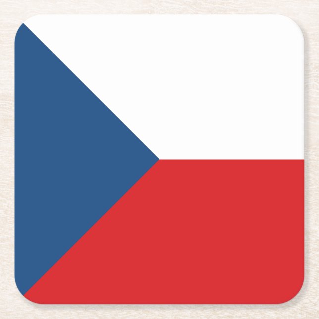 Czech Republic Flag Square Paper Coaster (Front)