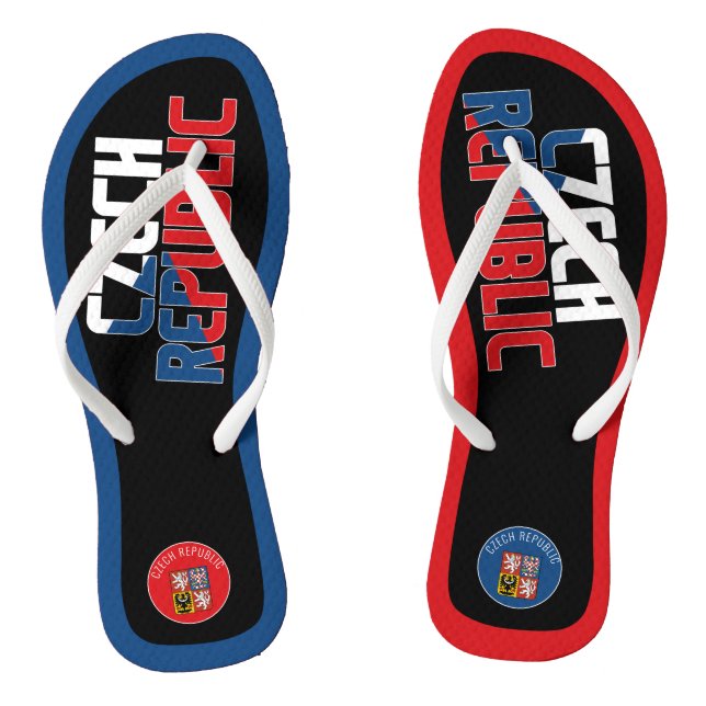 Czech Republic Flag Superb Patriotic Flip Flops (Footbed)