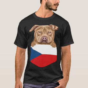 Czech Republic Flag Usa Staffordshire Terrier Dog  T-Shirt