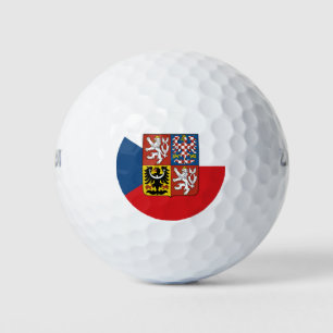 Czech Republic flag with coat of arms superimposed Golf Balls
