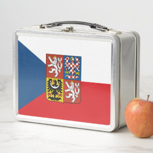 Czech Republic flag with coat of arms superimposed Metal Lunch Box