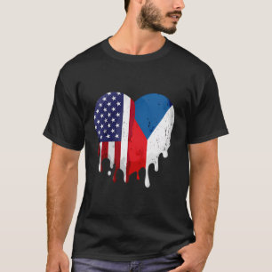 Czech Republic Heritage American Heart Czechia Fla T-Shirt