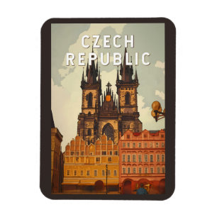 Czech Republic Illustration Travel Art Vintage Magnet