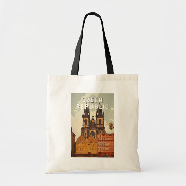 Czech Republic Illustration Travel Art Vintage Tote Bag (Front)