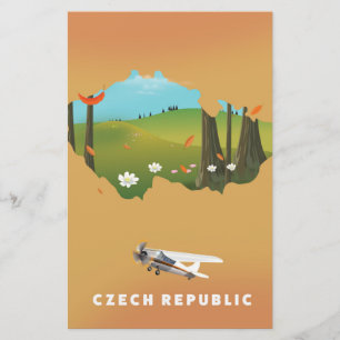 Czech republic map Illustrated print poster. Stationery